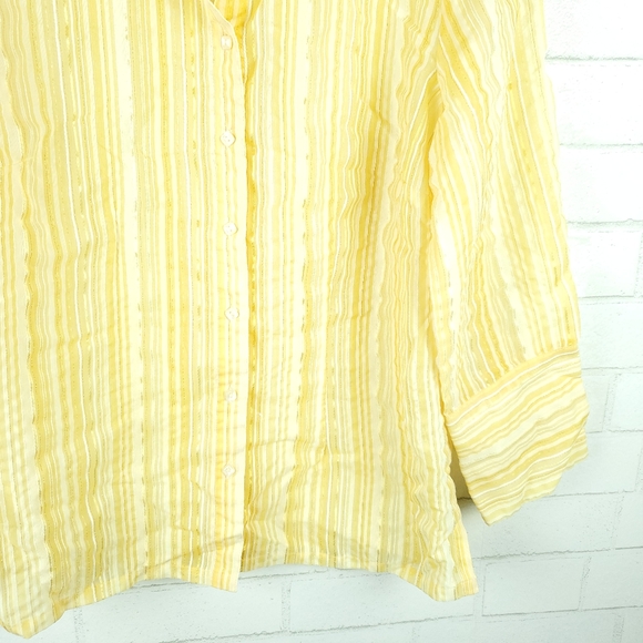 3/$25 Coldwater Creek stripe button up top Size M - Picture 3 of 6